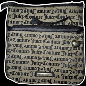 Juicy Couture Black and Cream Logo Crossbody
